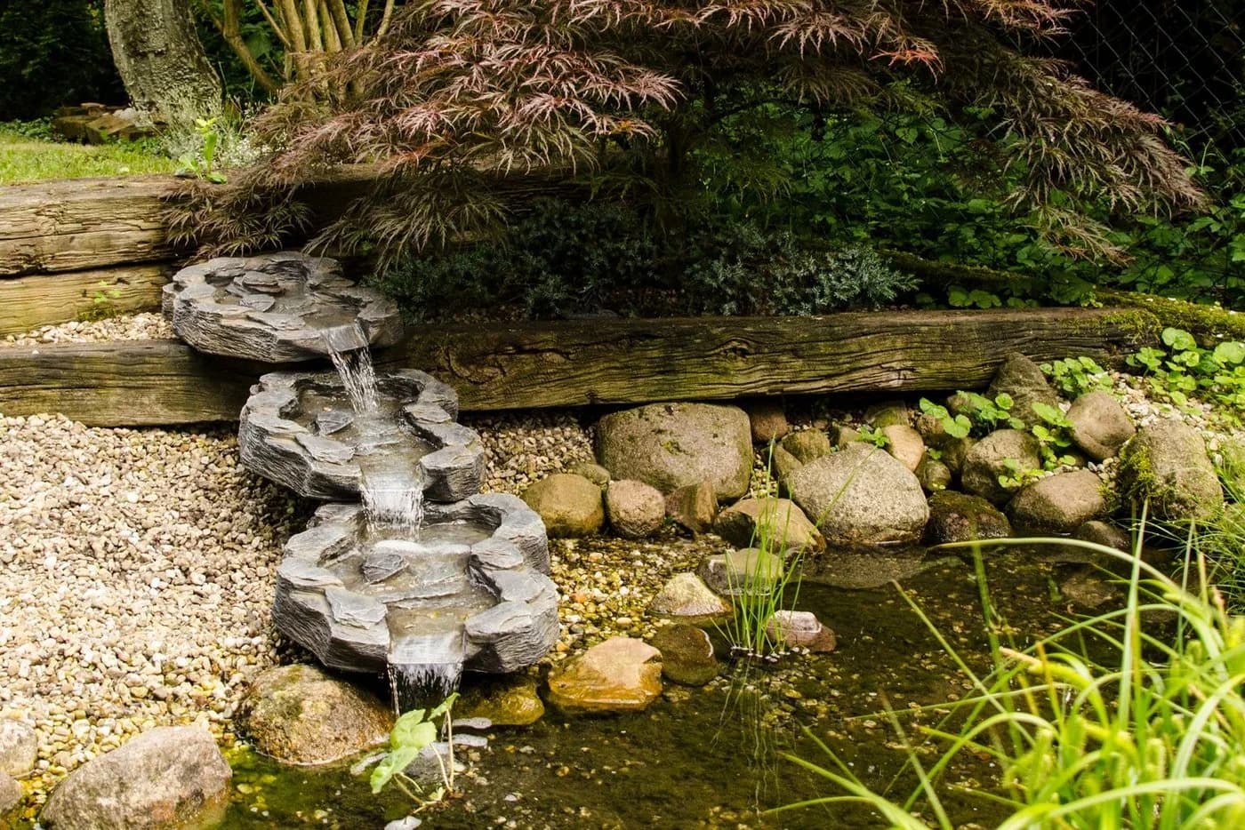 Köhko 3-teiliger Bachlauf Mulde-Mündung Wasserfall Quelle Polyresin - Bild 4