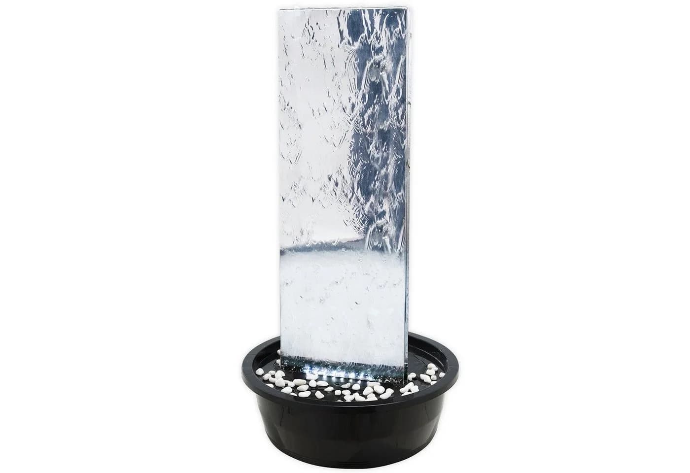 Köhko Gartenbrunnen Wasserwand mit LED-Beleuchtung Edelstahl