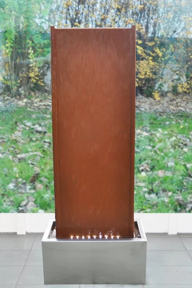 Köhko Gartenbrunnen Wasserwand Cortenstahl Edelstahl mit LED - Bild 2