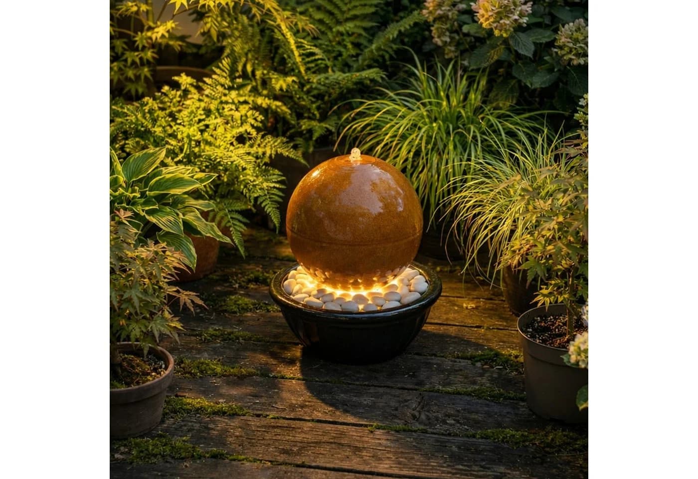 Köhko Gartenbrunnen Cortenstahl LED Wasserspiel Rostoptik - Bild 5