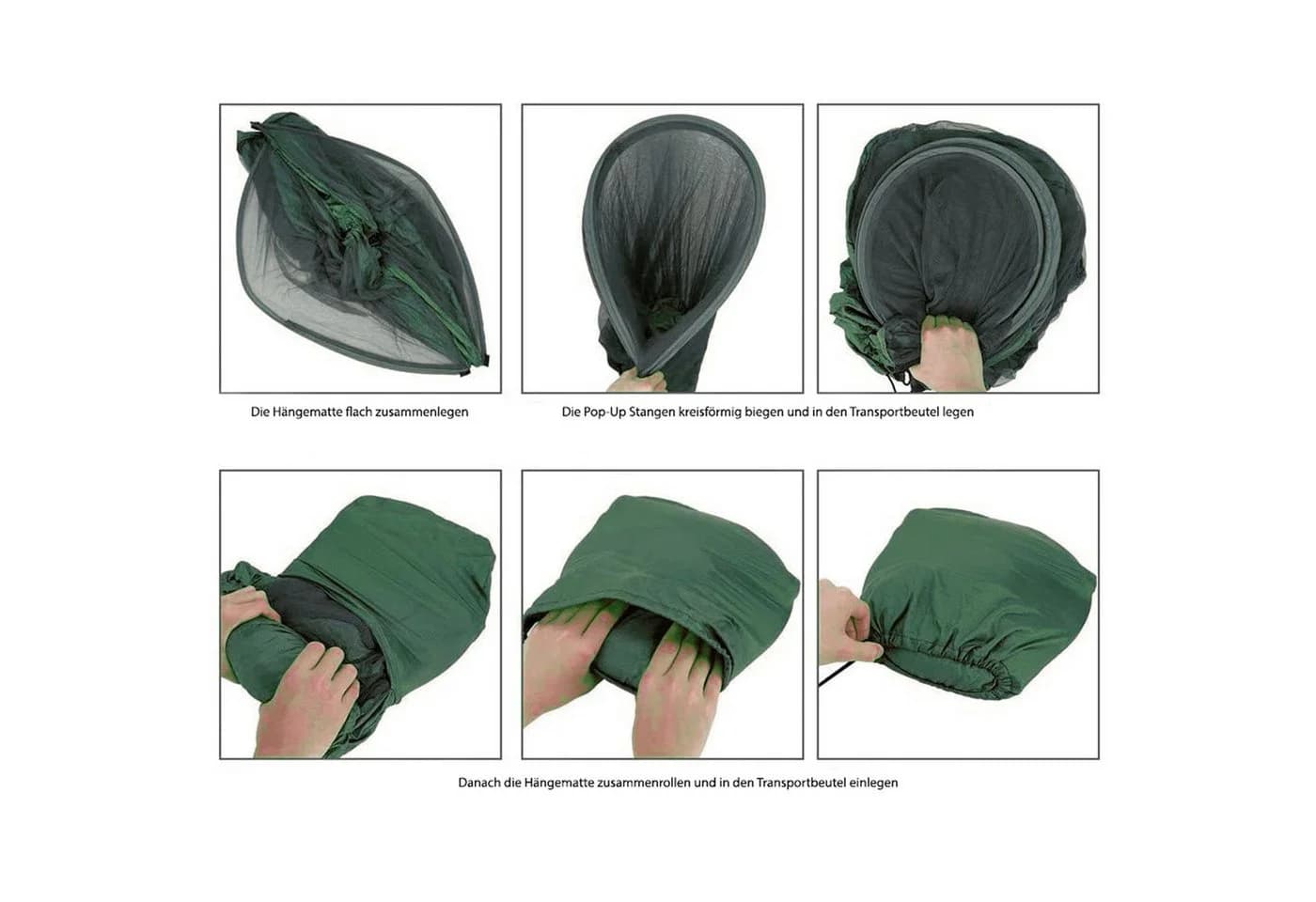 Origin Outdoors Hängematte mit Pop-Up-Moskitonetz Dunkelgrün Nylon - Bild 5