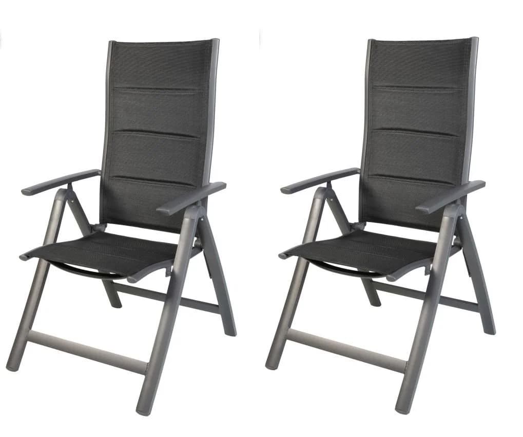 LEX Gartensessel 2er-Set Comfort 6-fach verstellbar gepolstert schwarz - Bild 2