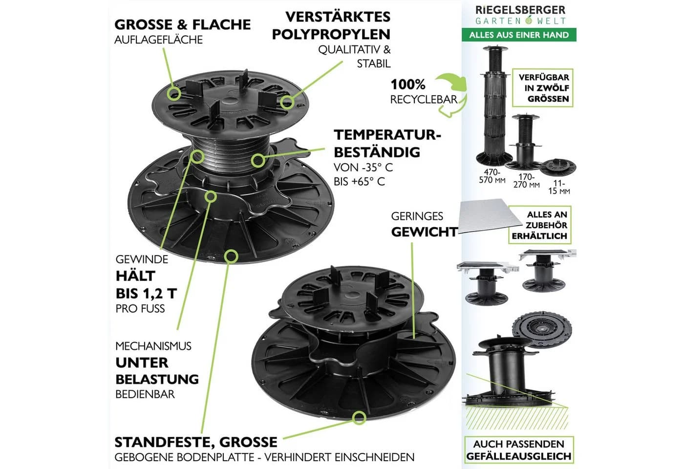 Gartenwelt Riegelsberger Terrasse 1 Karton Premium Plattenlager für Stein Beton Keramikplatten - Bild 4