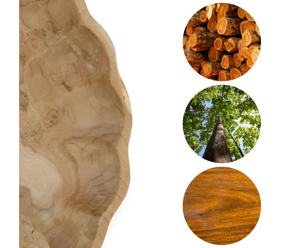 Gartenwelt Riegelsberger Dekoschale Teakholz Massiv Rustikal - Bild 3