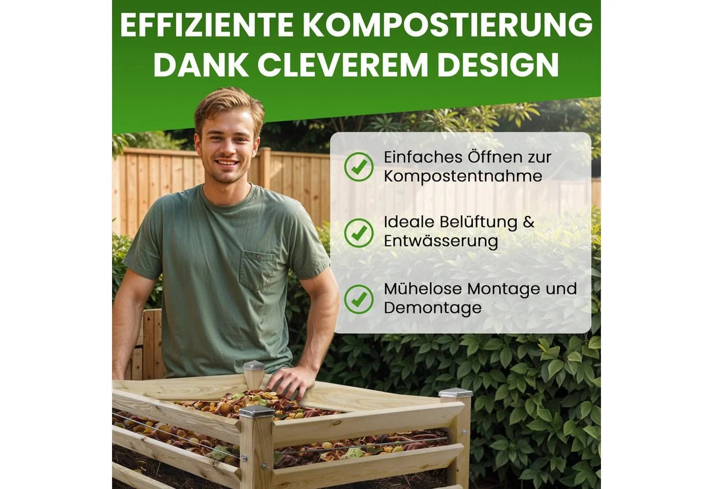 Gartenwelt Riegelsberger Komposter Lärchenholz Massivholz Steckkomposter