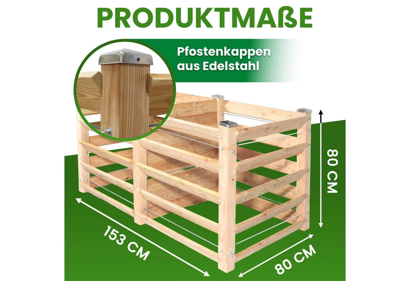 Gartenwelt Riegelsberger Komposter Lärchenholz Massivholz Steckkomposter - Bild 3