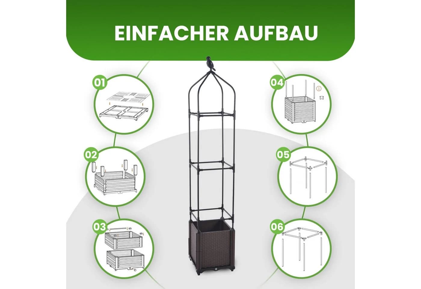 Gartenwelt Riegelsberger Blumenkasten mit Rankhilfe 3 Ebenen - Bild 5