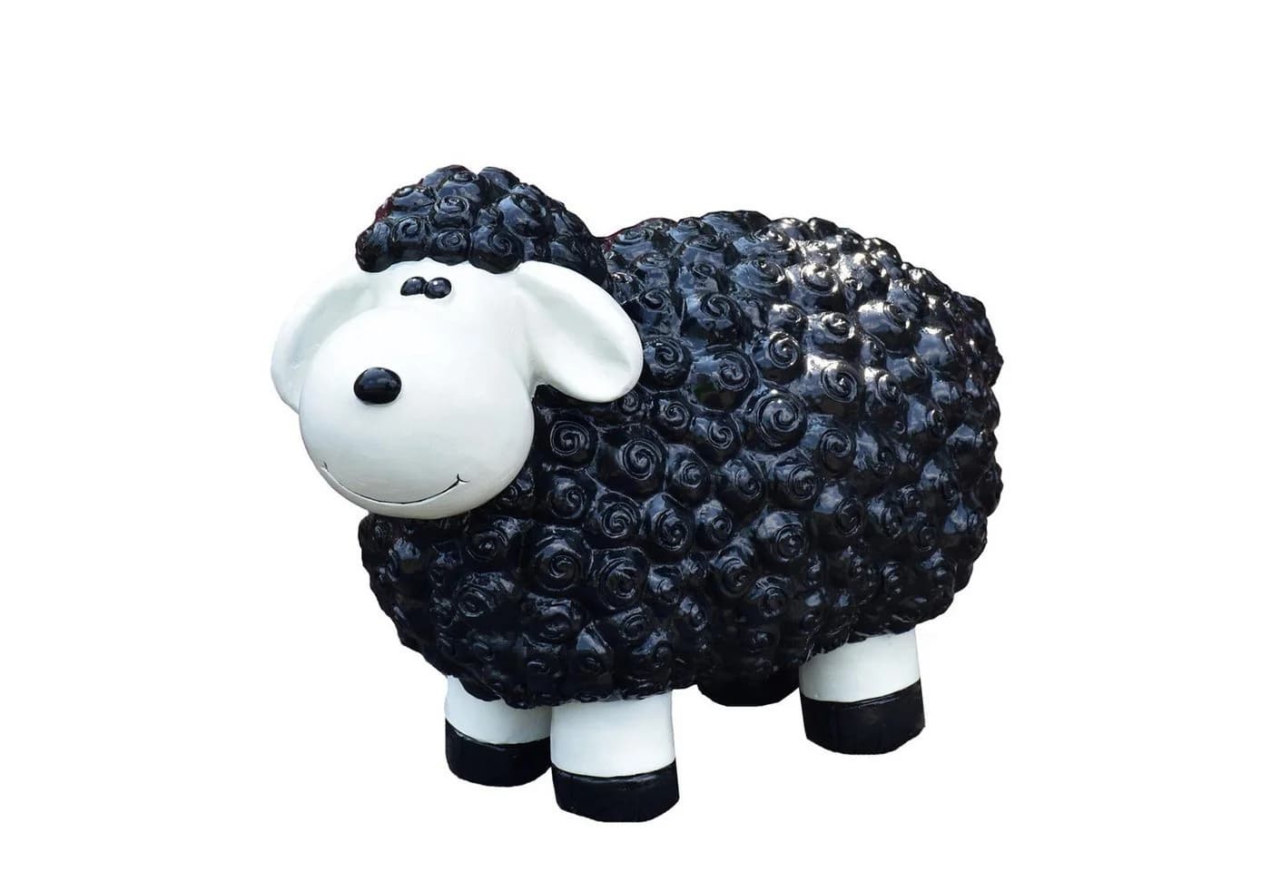 Geschenkestadl Gartenfigur XL Schaf Schwarz Polystone - Bild 2