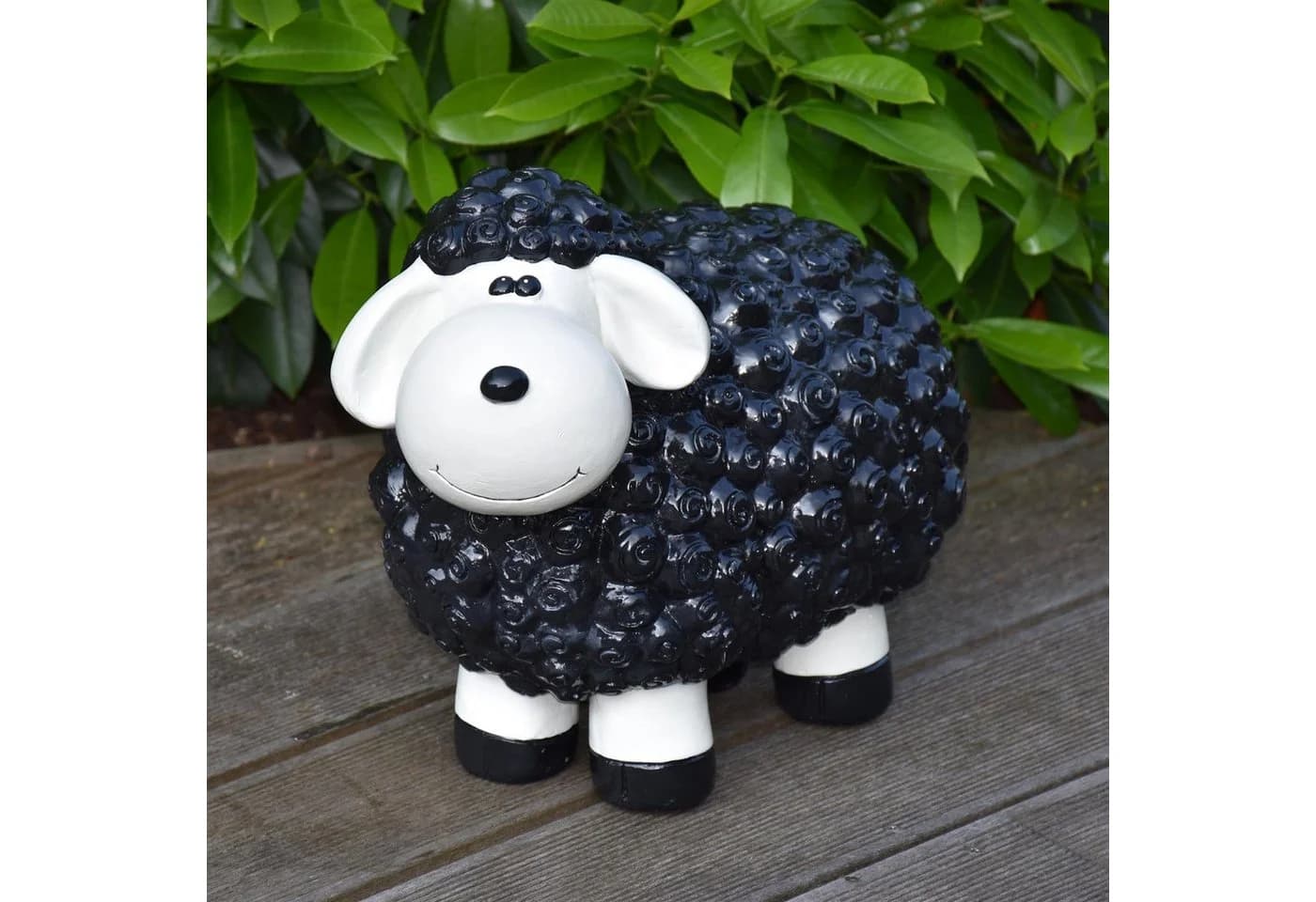 Geschenkestadl Gartenfigur XL Schaf Schwarz Polystone - Bild 3