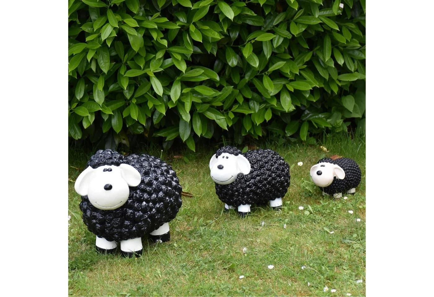 Geschenkestadl Gartenfigur XL Schaf Schwarz Polystone - Bild 4