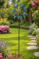 Geschenkestadl Deko-Windrad Gartenstecker Schmetterlinge blau Metall Bild 3
