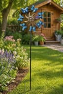 Geschenkestadl Deko-Windrad Gartenstecker Schmetterlinge blau Metall Bild 4