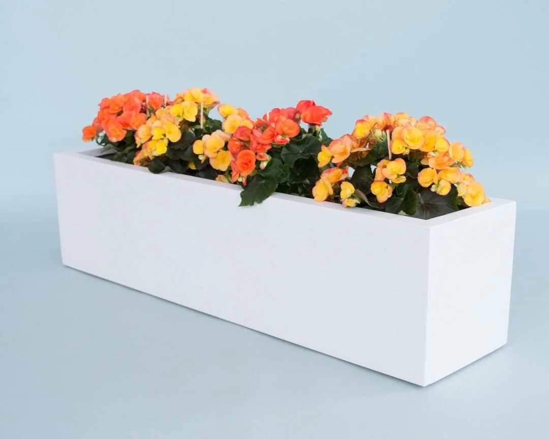 Elegant Einrichten Pflanzkübel Fiberglas Rechteckig 100x25x25cm Perlmutweiß