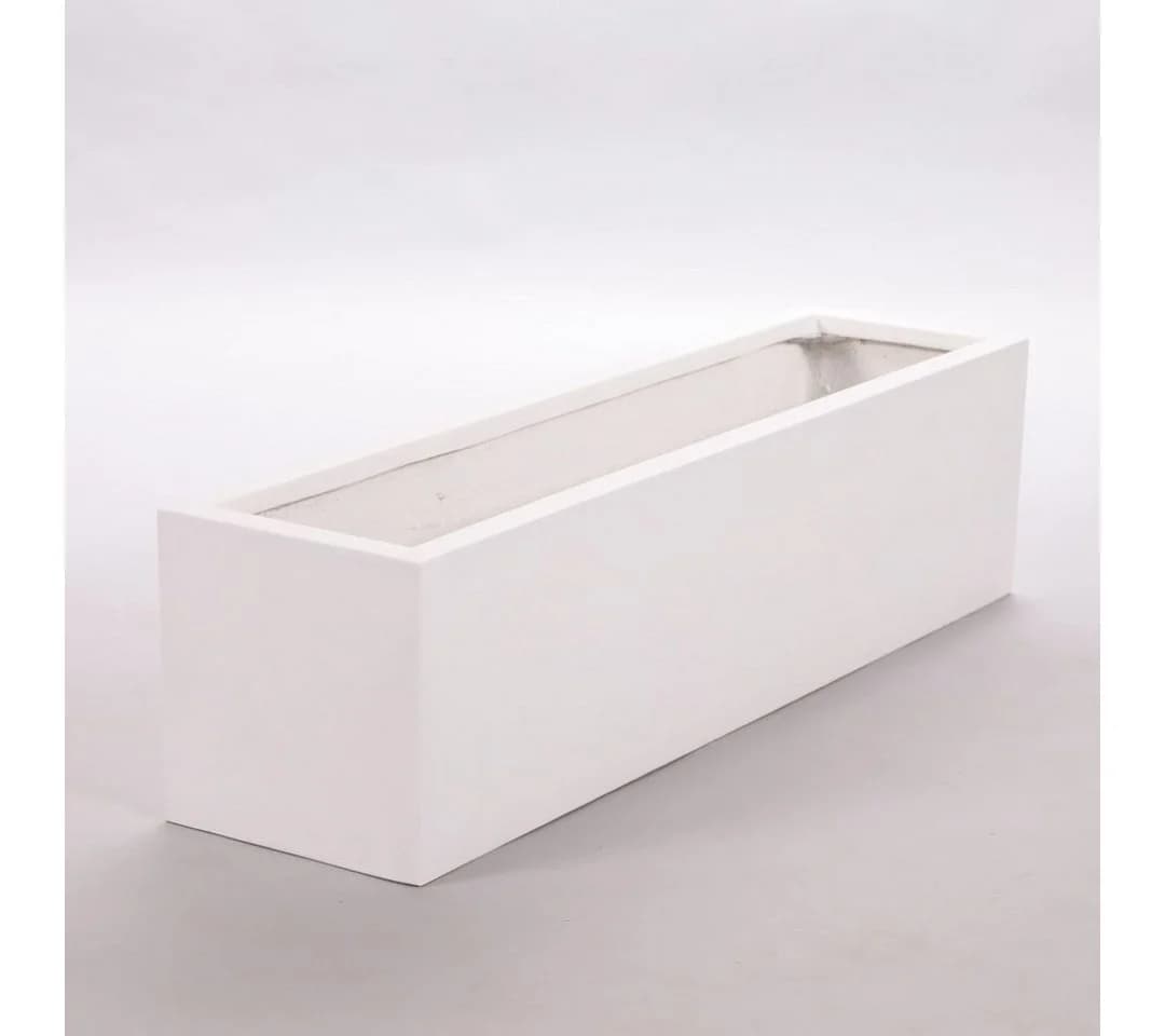 Elegant Einrichten Pflanzkübel Fiberglas Rechteckig 100x25x25cm Perlmutweiß - Bild 2