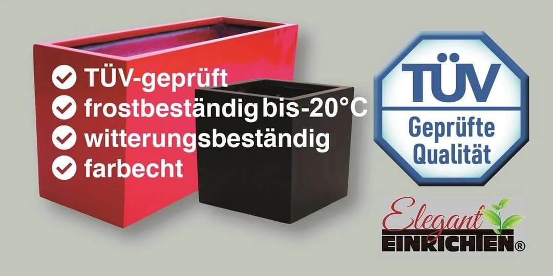 Elegant Einrichten Pflanzkübel Fiberglas Rechteckig 100x25x25cm Perlmutweiß - Bild 5