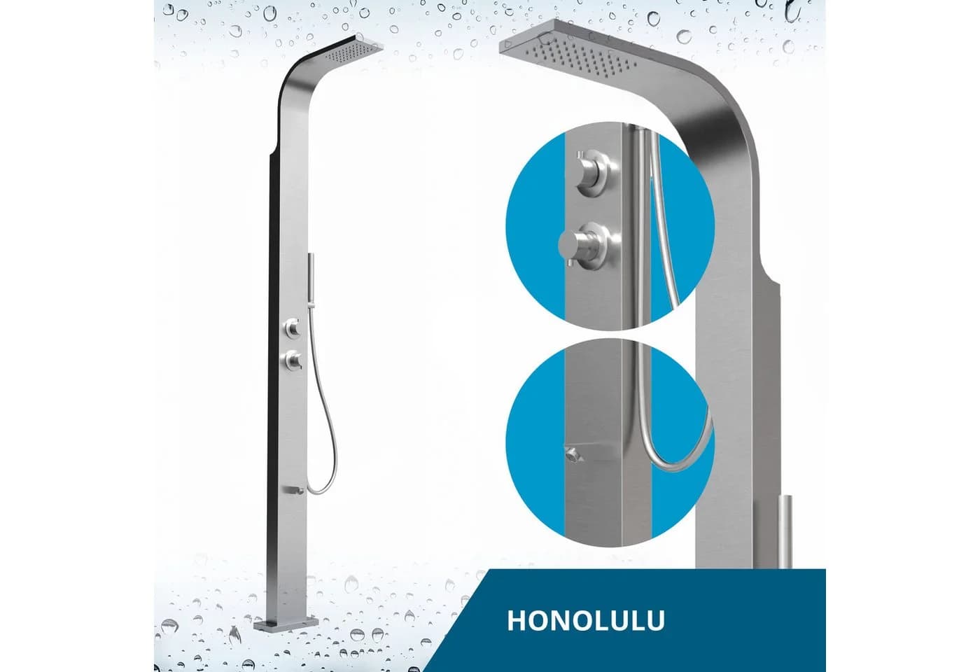 Eclipse Gartendusche HONOLULU V4A Edelstahl Regendusche mit Handbrause
