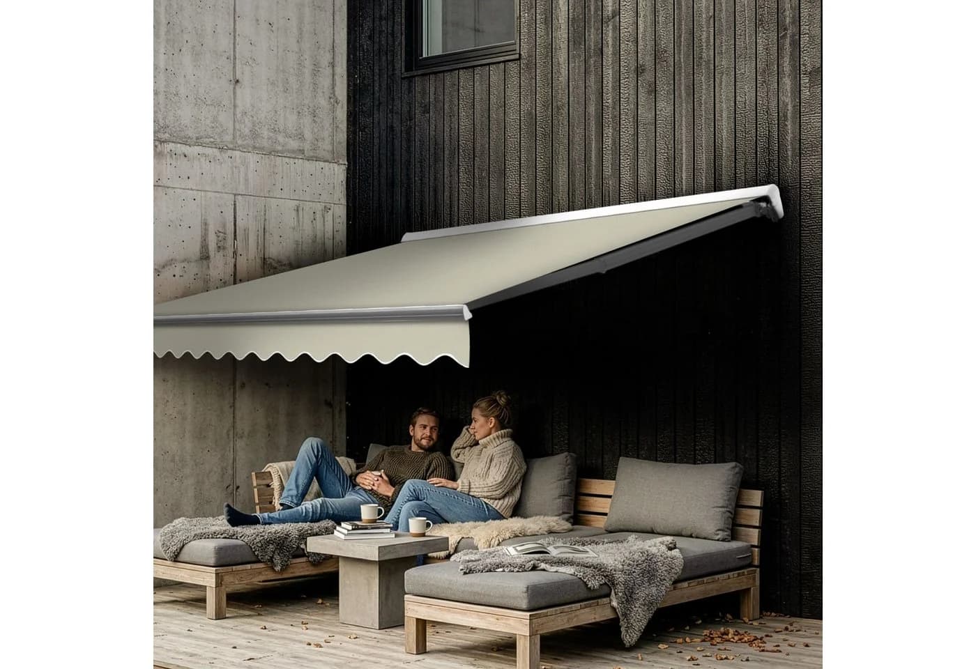 Eclipse Halbkassettenmarkise Manuell Weiß Aluminium