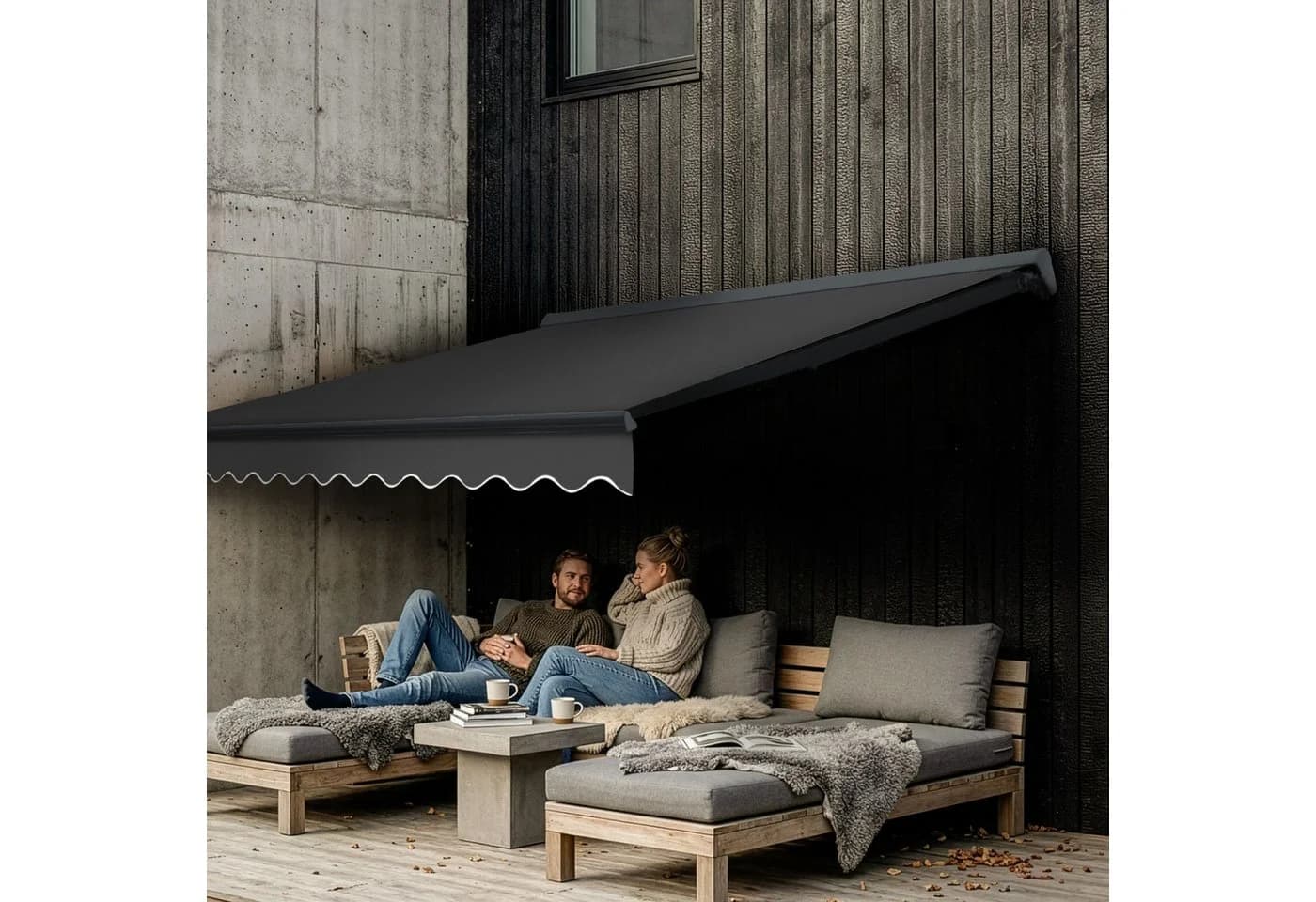 Eclipse Halbkassettenmarkise Manuell Basaltgrau Aluminium