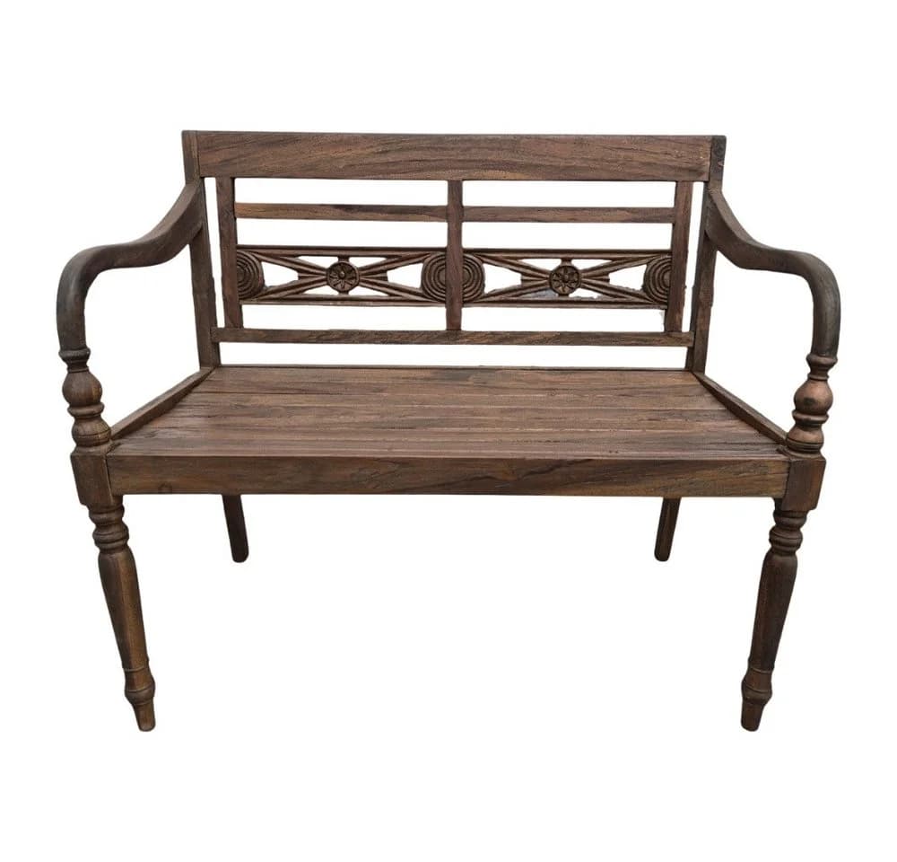 LebensWohnArt Sitzbank CHRISTOS Massive Teakholz 100cm Braun Outdoor - Bild 3