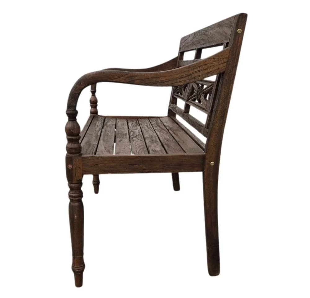 LebensWohnArt Sitzbank CHRISTOS Massive Teakholz 100cm Braun Outdoor - Bild 5