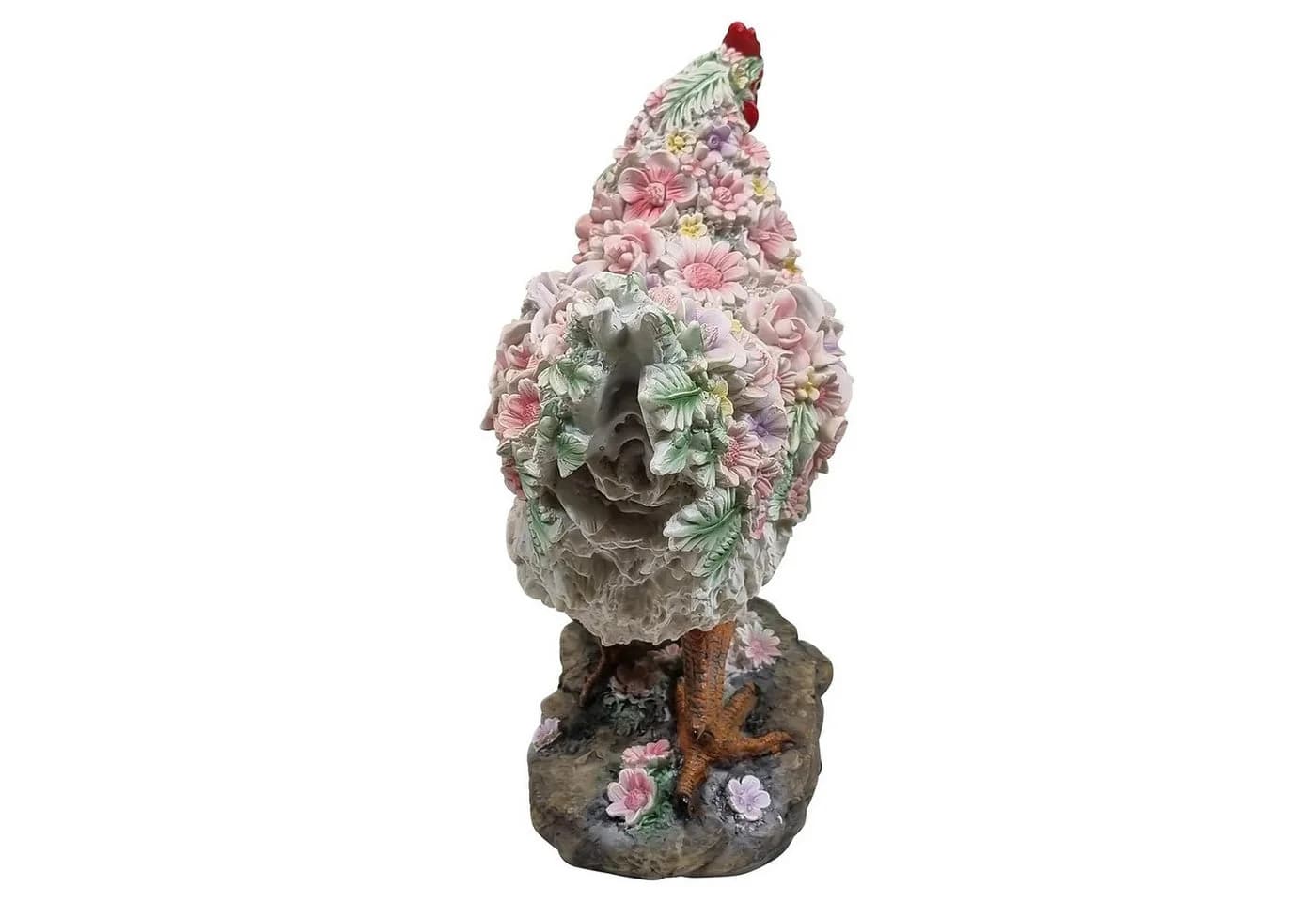 Fachhandel Plus Henne mit Blumendekor Polyresin Gartenfigur - Bild 5