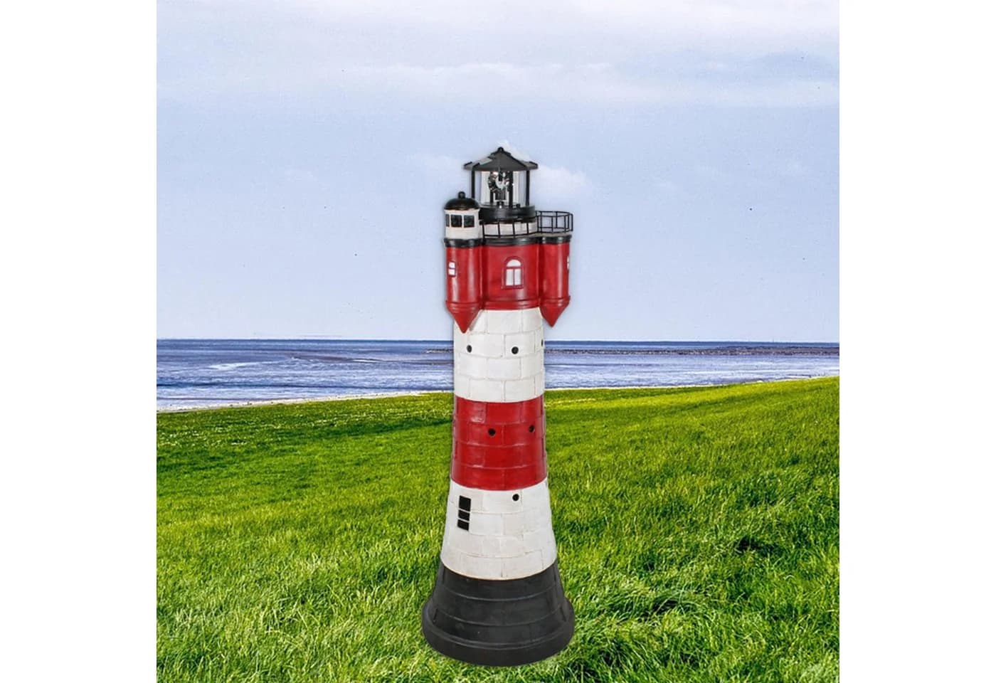 Fachhandel Plus Gartenfigur Leuchtturm Roter Sand Solar Beleuchtung - Bild 3