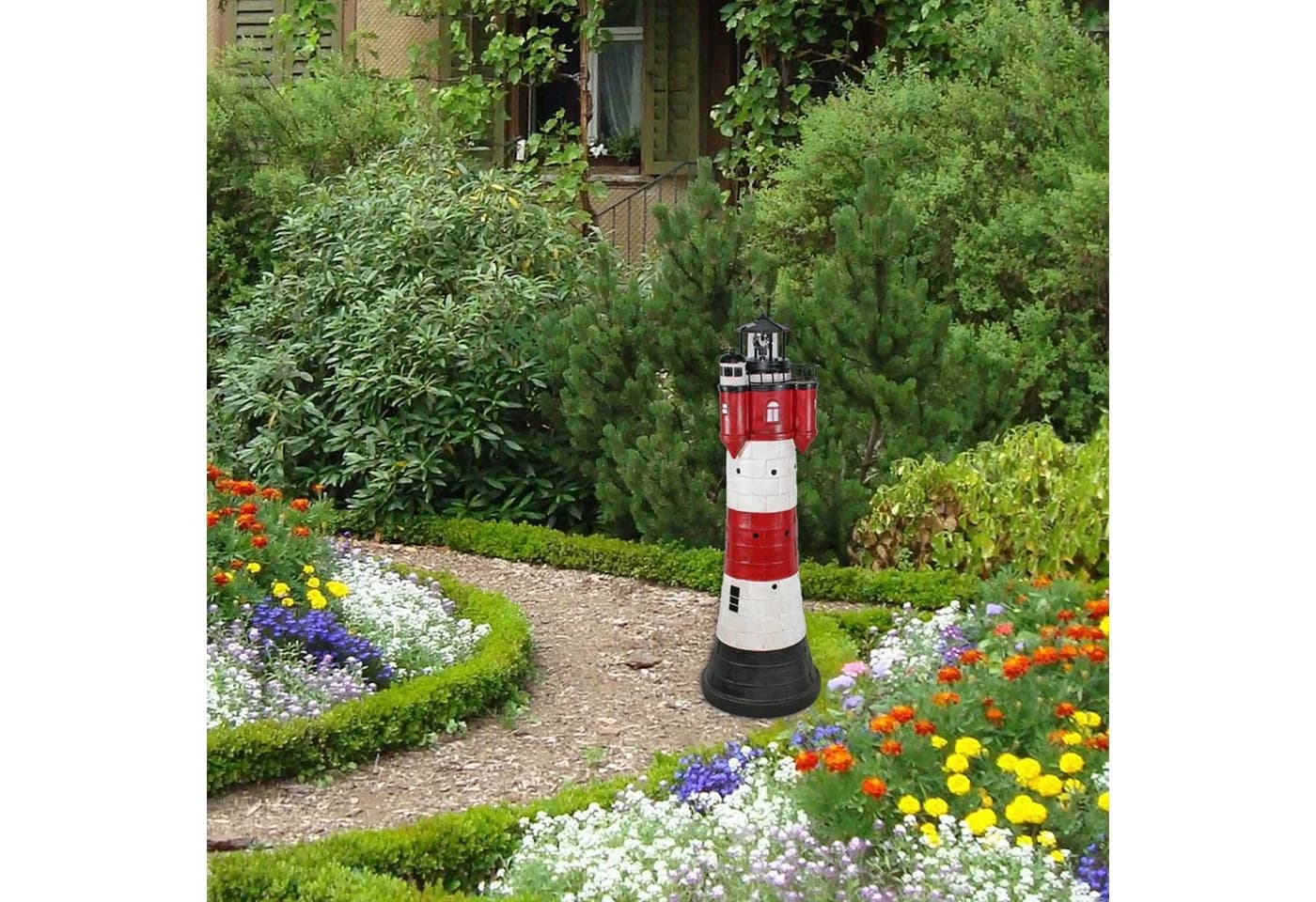Fachhandel Plus Gartenfigur Leuchtturm Roter Sand Solar Beleuchtung - Bild 4