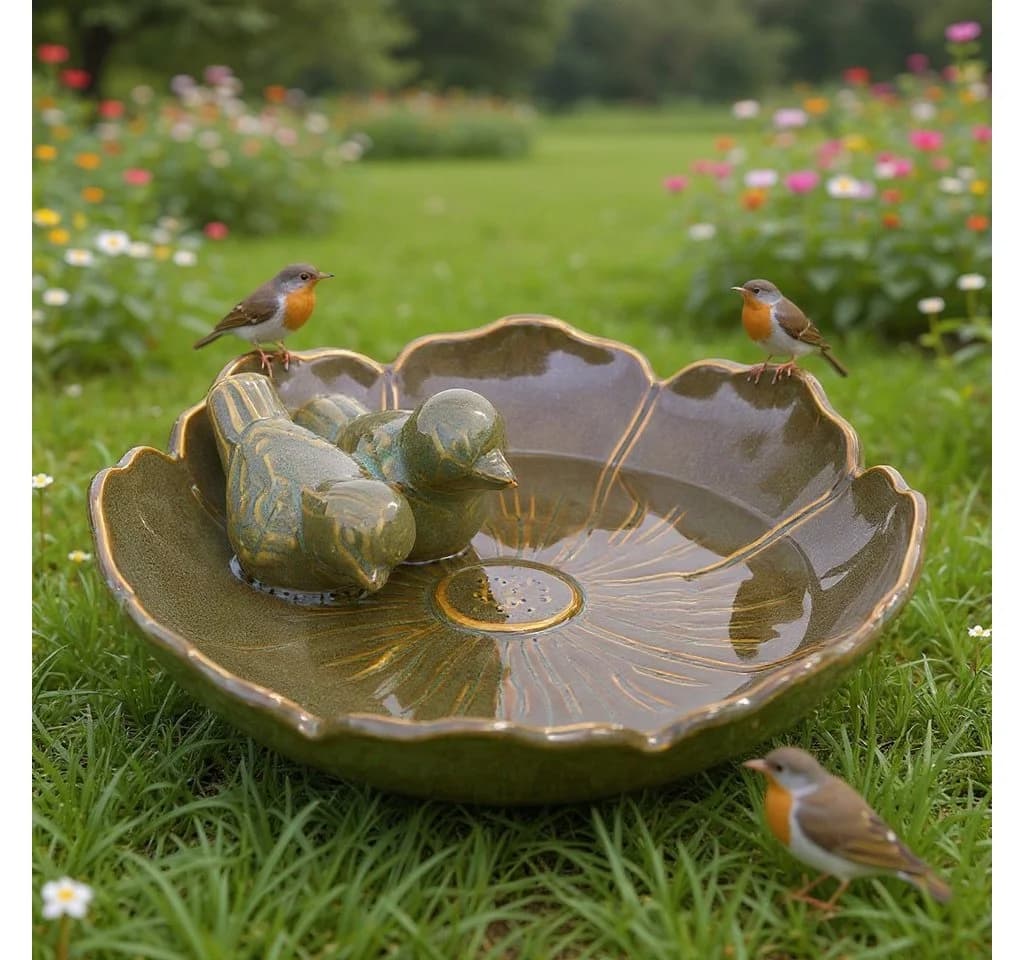 Fachhandel Plus Vogeltränke Fleur mit 2 Deko-Vögeln