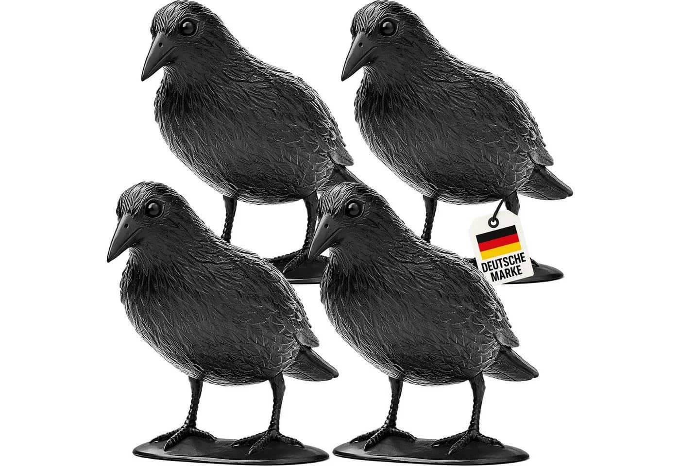 WELLGRO Vogelschreck Krähe sitzend 4er Set Schwarz UV-beständig - Bild 2