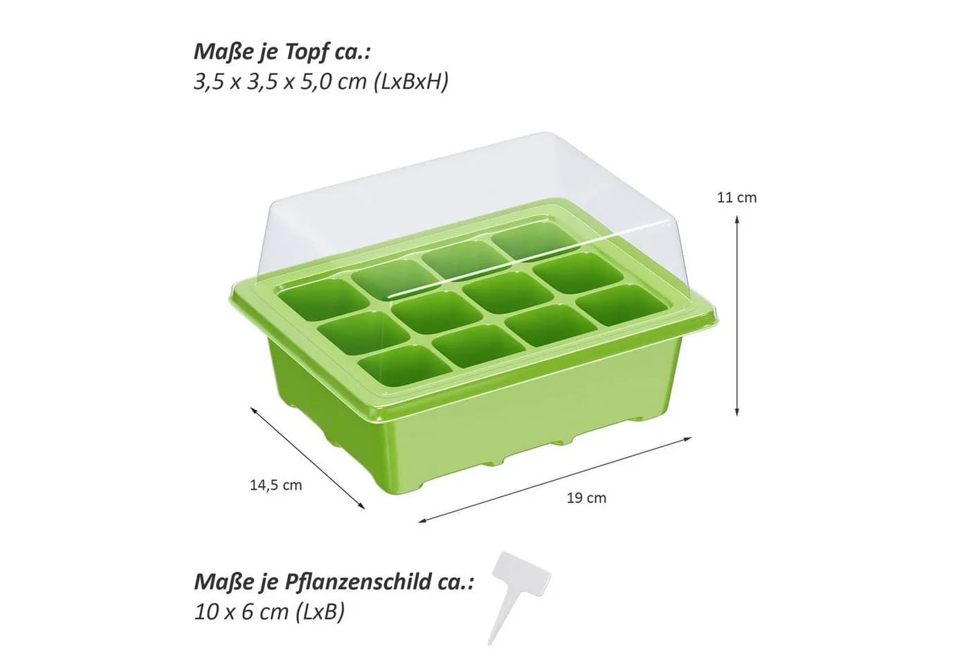 Wellgro Mini Gewächshaus Grün/Transparent für bis zu 12 Pflanzen