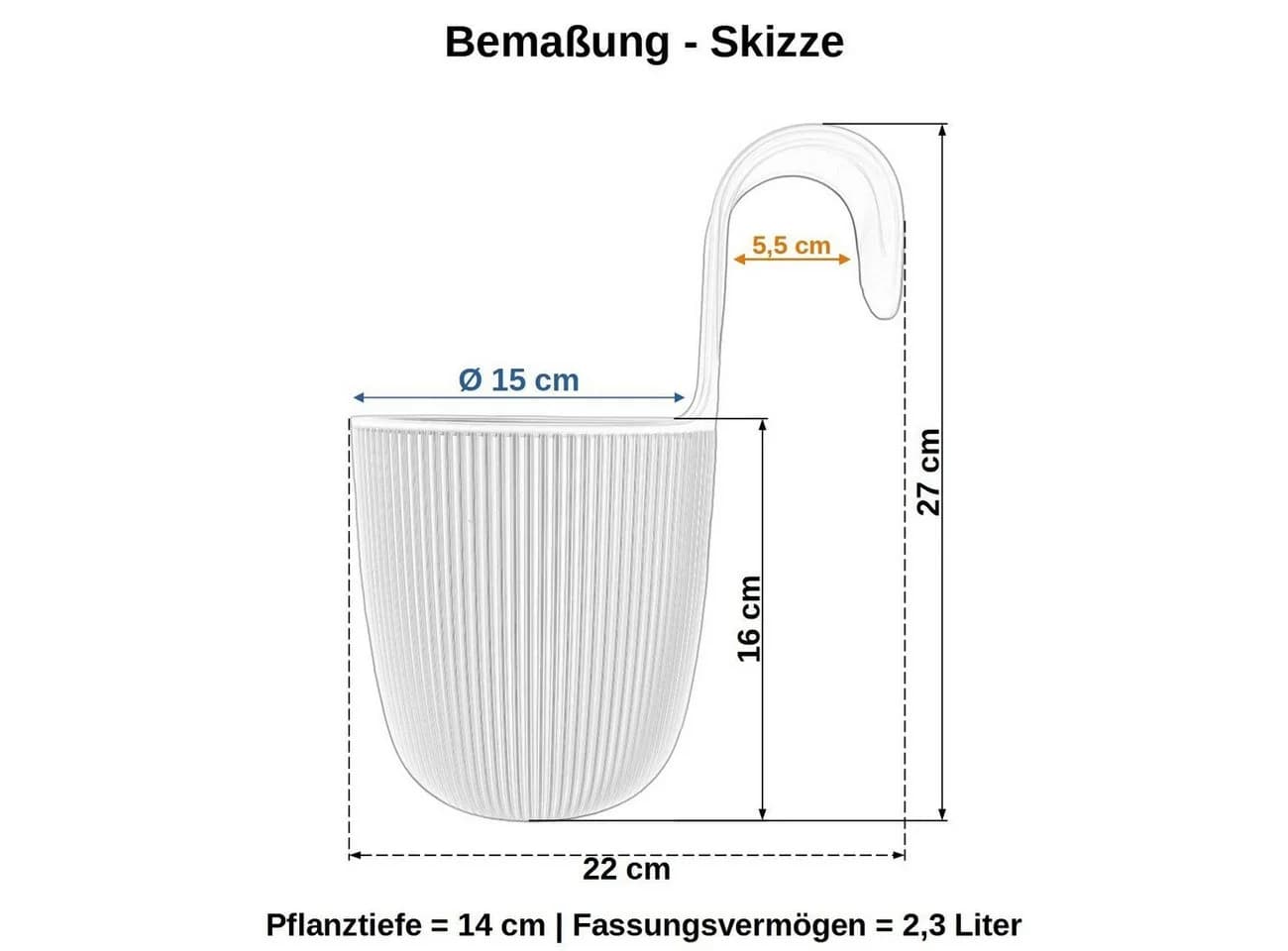 Engelland Hängetopf Orange UV-beständig mit Drainagesystem - Bild 4