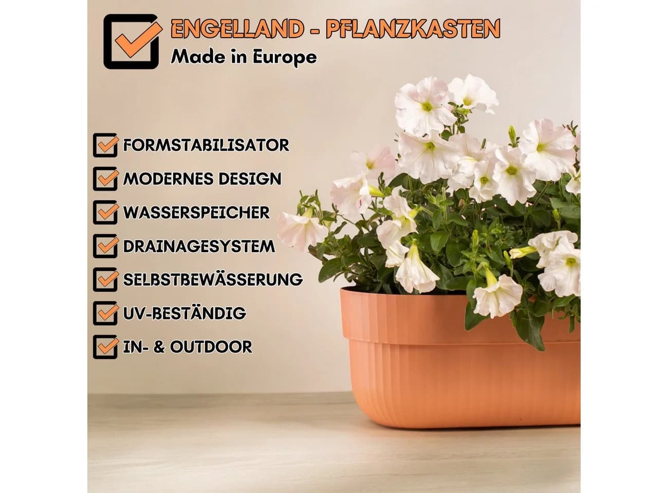 Engelland Blumenkasten Braun mit Wasserspeicher
