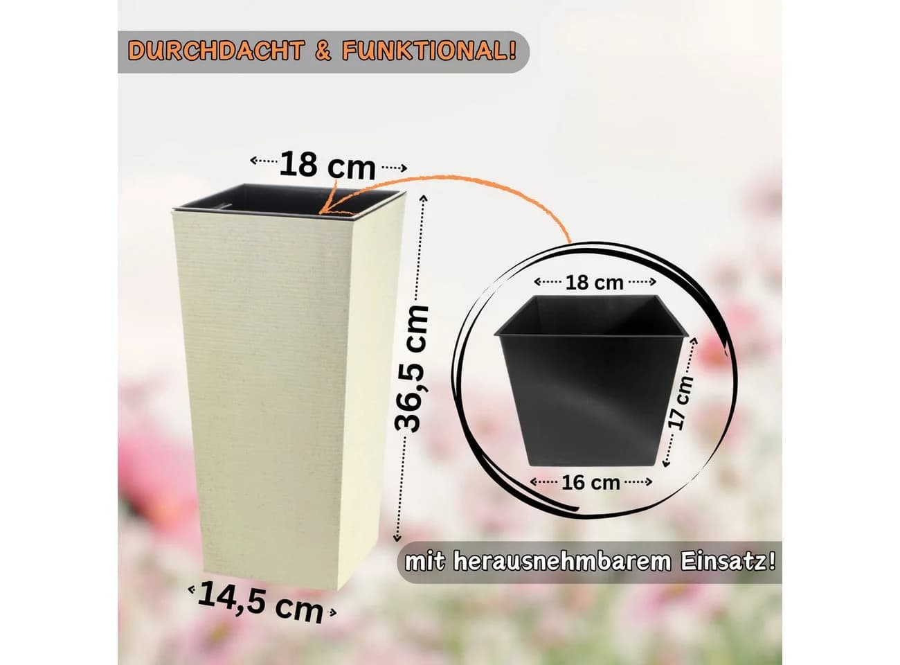 Engelland Pflanzkübel WPC Beige Rillenoptik UV-beständig - Bild 5