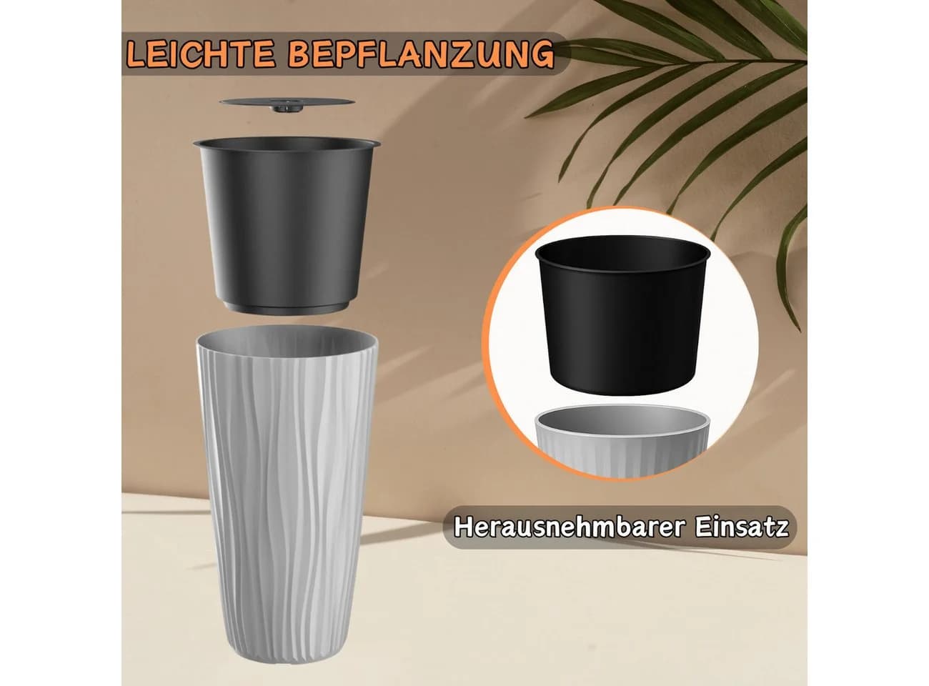 Engelland Blumentopf Pflanztopf mit herausnehmbarem Einsatz & Bewässerungssystem - Bild 4