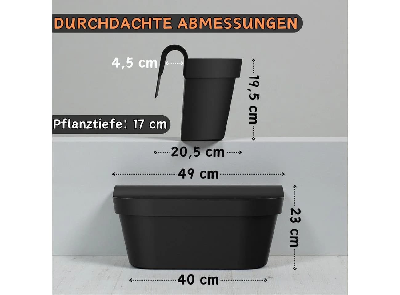 Engelland Balkonkasten mit Wasserspeicher Schwarz - Bild 3