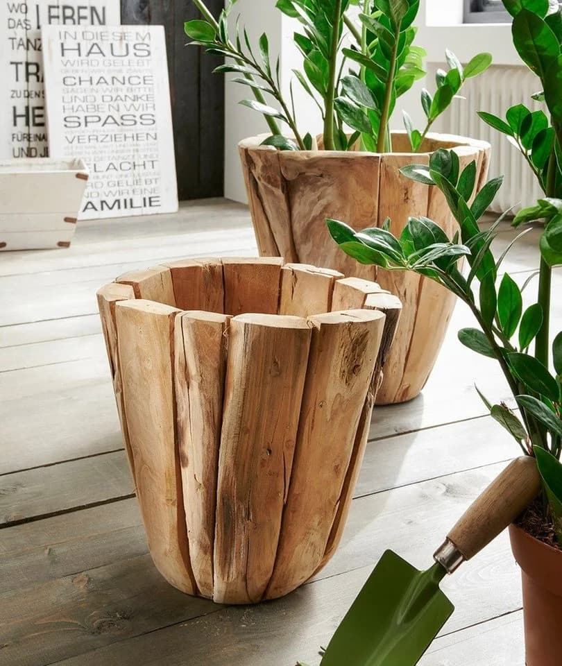 Main Möbel Übertopf Deko-Holztopf 30cm Rustic Teak