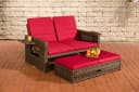 CLP Gartenlounge-Set Ancona 2er Sofa Poly Rattan Braun Bild 1