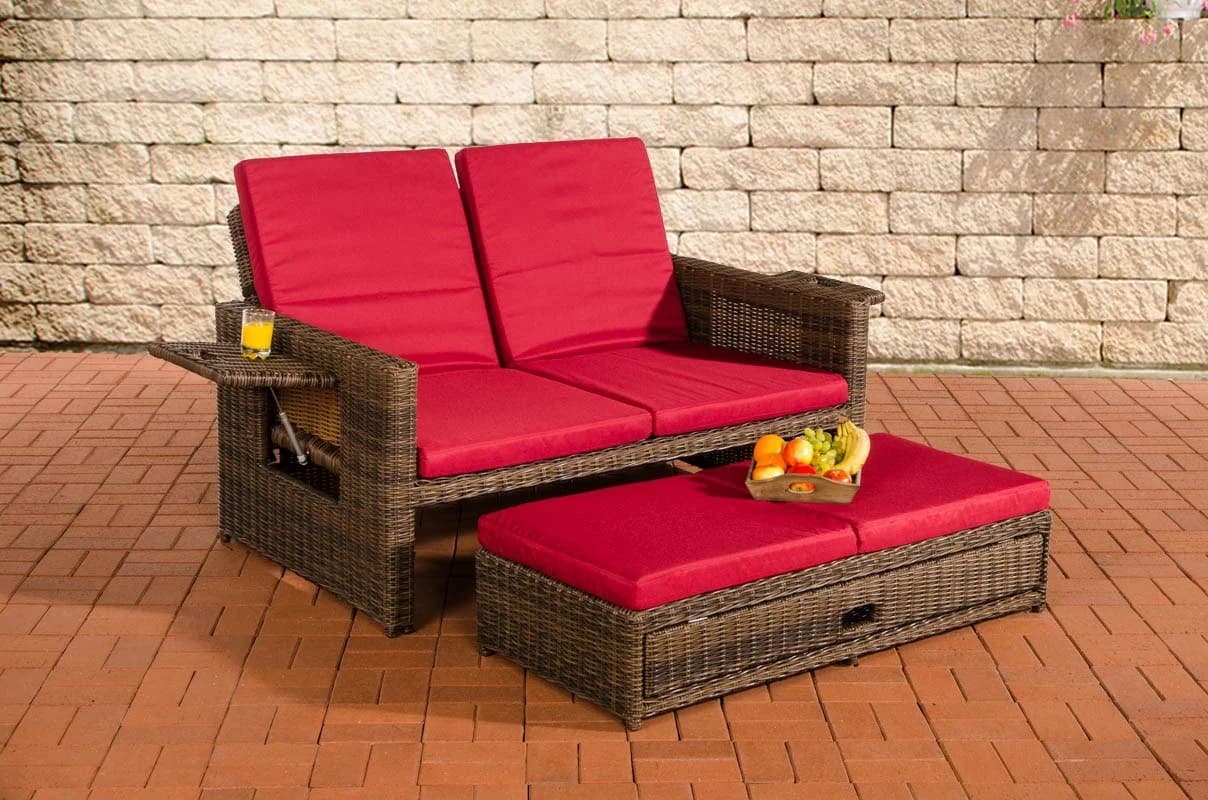 CLP Gartenlounge-Set Ancona 2er Sofa Poly Rattan Braun