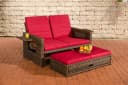 CLP Gartenlounge-Set Ancona 2er Sofa Poly Rattan Braun Bild 2