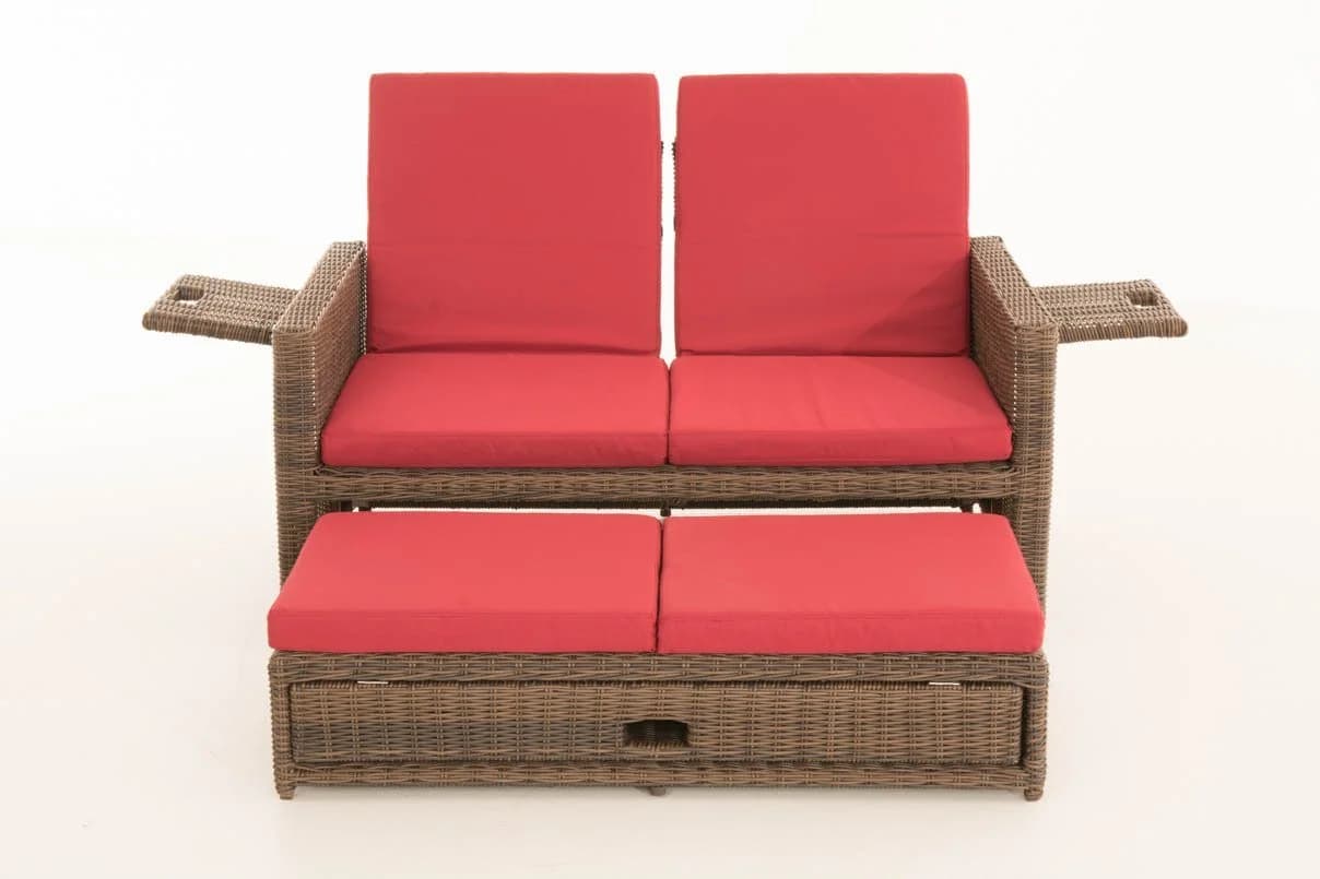 CLP Gartenlounge-Set Ancona 2er Sofa Poly Rattan Braun - Bild 5