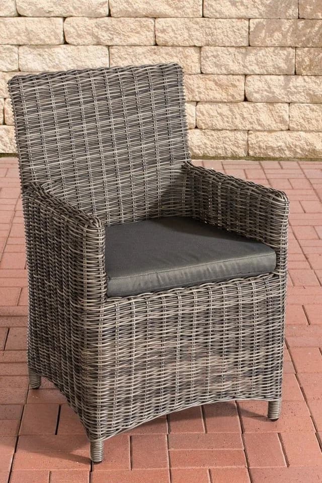 CLP Gartenstuhl Fontana Grau Polyrattan mit Kissen