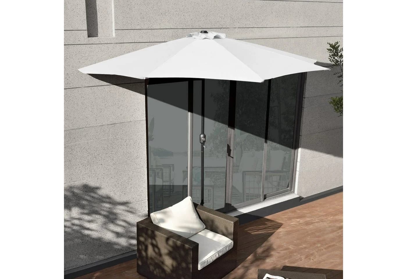 casa.pro Sonnenschirm »Eger« Halbschirm Kurbelschirm Weiß - Bild 2