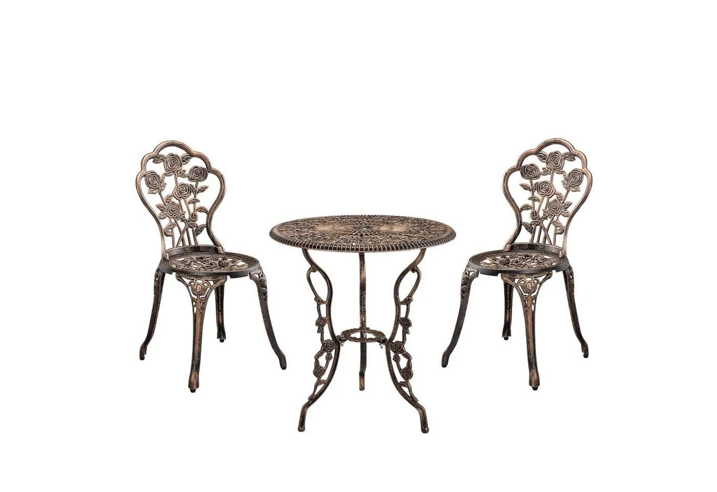 casa.pro Balkonset Wakefield Tisch mit 2 Stühlen Bistro-Set Bronze