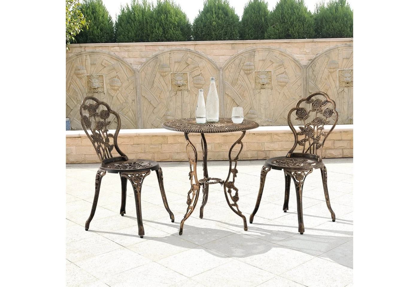 casa.pro Balkonset Wakefield Tisch mit 2 Stühlen Bistro-Set Bronze - Bild 2