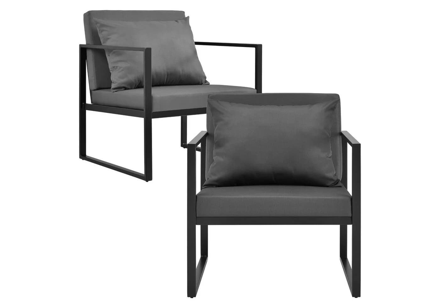 casa.pro Gartenstuhl 2er Set Lerum mit Kissen Schwarz - Bild 2