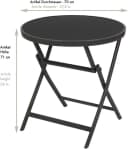 BRUBAKER Milano Glastisch Rund Klappbar Anthrazit Grau 70 cm Bild 1