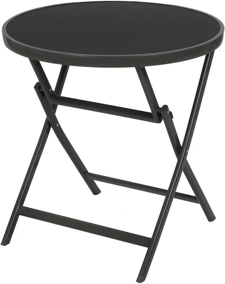 BRUBAKER Milano Glastisch Rund Klappbar Anthrazit Grau 70 cm - Bild 2