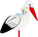 BRUBAKER Gartenstecker 100 cm Holz Storch mit Baby Blau/Rot Bild 3