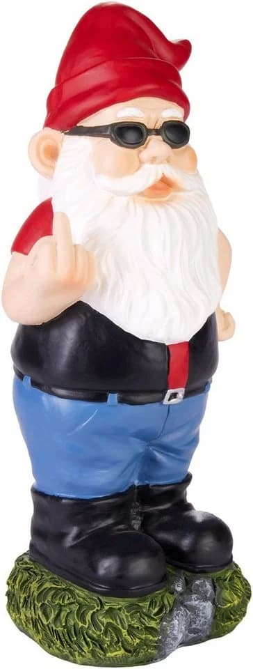 BRUBAKER Gartenzwerg Mittelfinger Bunt 24 cm Gartenfigur Wetterfest