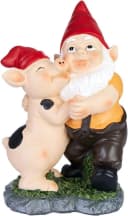 BRUBAKER Gartenzwerg Zwerg tanzt mit Ferkel - Gartenfigur mit Schwein Lustig - Dekoration Bild 2